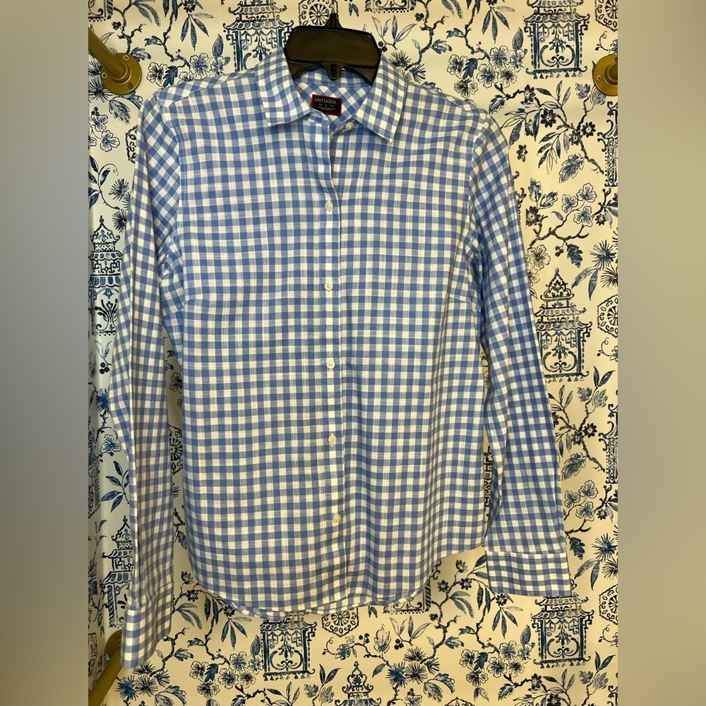 UNTUCKit Women’s Blue Gingham Shirt - Picture 1 of 7